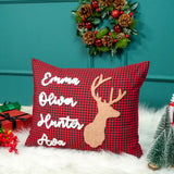 Punch Needle Christmas Gnomes Pillow: Green Gingham Cotton, Christmas Decoration