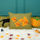 Fall Leaves Punch Needle Embroidered Decorative Pillow: Autumn Home Decor