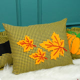 Fall Leaves Punch Needle Embroidered Decorative Pillow: Autumn Home Decor