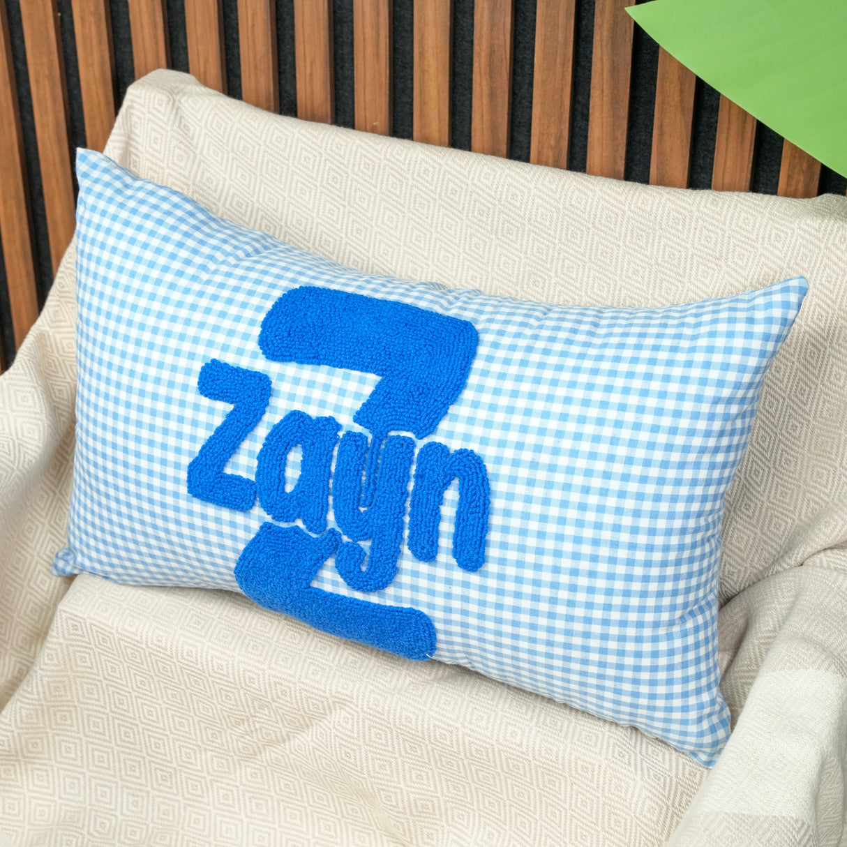 Custom Punch Needle Baby Name Pillow: Kids Bedroom Decor, Cotton Linen Feel