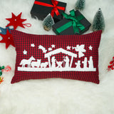 Nativity Scene Christmas Pillow: Punch Needle Embroidered Christian Chiristmas Gift