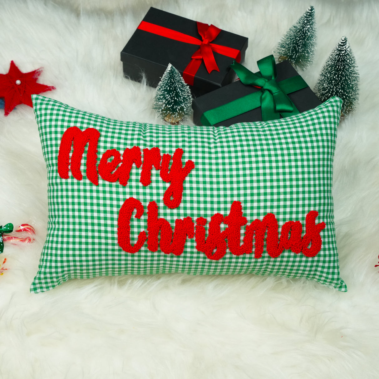 Nativity Scene Christmas Pillow: Punch Needle Embroidered Christian Chiristmas Gift