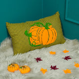 Punch Needle Fall Gingham Pillow: Cozy Autumn Touch for Farmhouse Decor