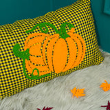 Punch Needle Fall Gingham Pillow: Cozy Autumn Touch for Farmhouse Decor