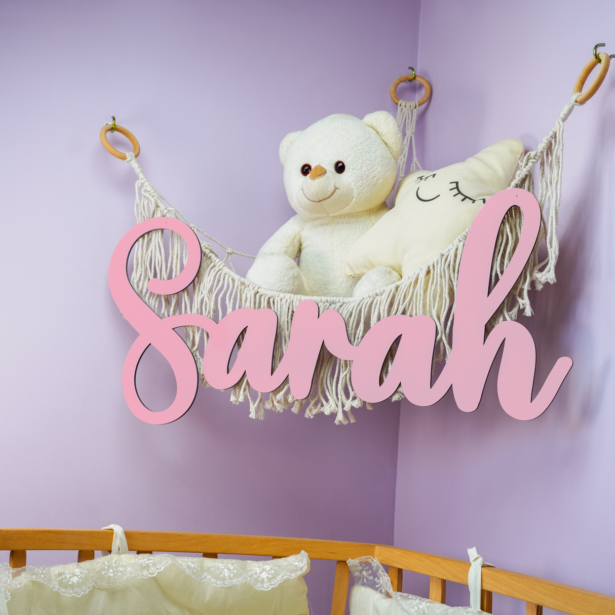 Personalized Baby Name Macrame Toy Storage, Stuffed Animal Net, Toy Organization, Baby Room Wall Decor, Squishmallow Storage, Kids Gift