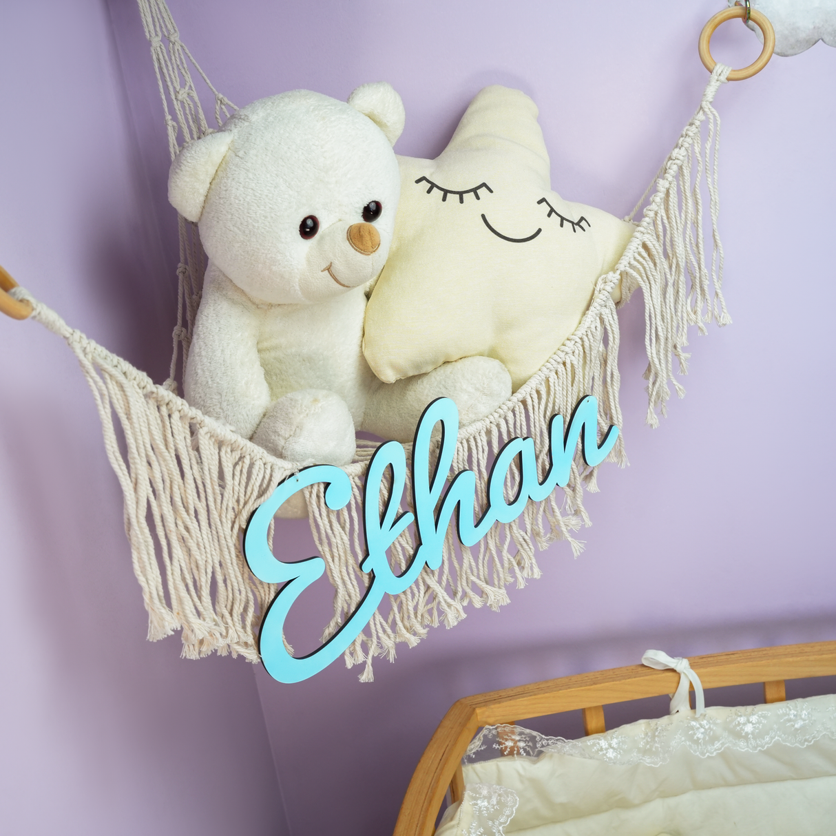 Personalized Baby Name Macrame Toy Storage, Stuffed Animal Net, Toy Organization, Baby Room Wall Decor, Squishmallow Storage, Kids Gift