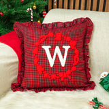 Candy Cane Christmas Pillow: Punch Needle Holiday Cushion, Festive Home Decor