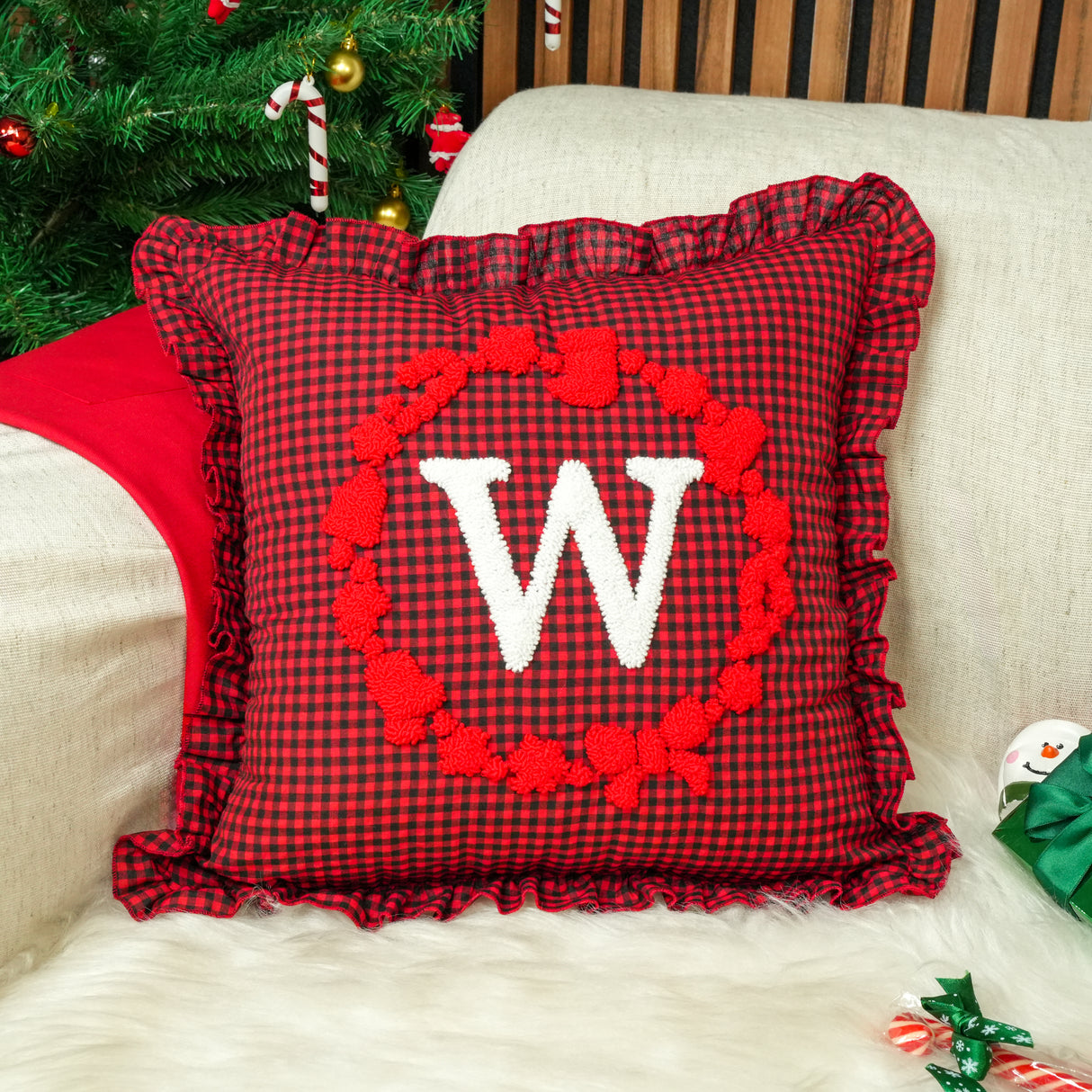 Christmas Home Decor Punch Needle Embroidered Custom Pillow: Personalized Gifts