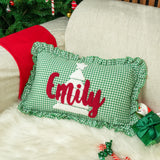Personalized Christmas Tree with Name Pillow: Custom Punch Needle Holiday Decor