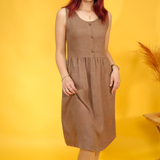 Minimalist Sleeveless Linen Midi Dress, Summer Dress for Women, Button Front Linen Dress, Clothing for Women, Capsule Wardrobe Essential
