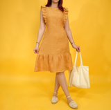 Ruffle Sleeve Linen Dress for Women, Sleeveless Flowy Dress, Casual Backless Dress, Wedding Guest Dress, Women Dresses Summer, Linen Clothes