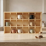 Wooden Coffee Mug Rack Display Shelf: Kitchen Coffee Bar Decor