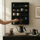 Wooden Coffee Mug Rack Display Shelf: Kitchen Coffee Bar Decor