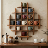 Wall Mounted Tea Coffee Mug Display Shelf: Cup Holder Kitchen Storage