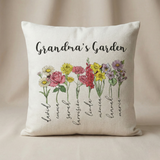 Personalized Grandma’s Garden Pillow – Birth Flower Gift from Grandchildren