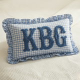 Baby Name Pillow with Ruffles: Personalized Gingham Nursery Keepsake Gift