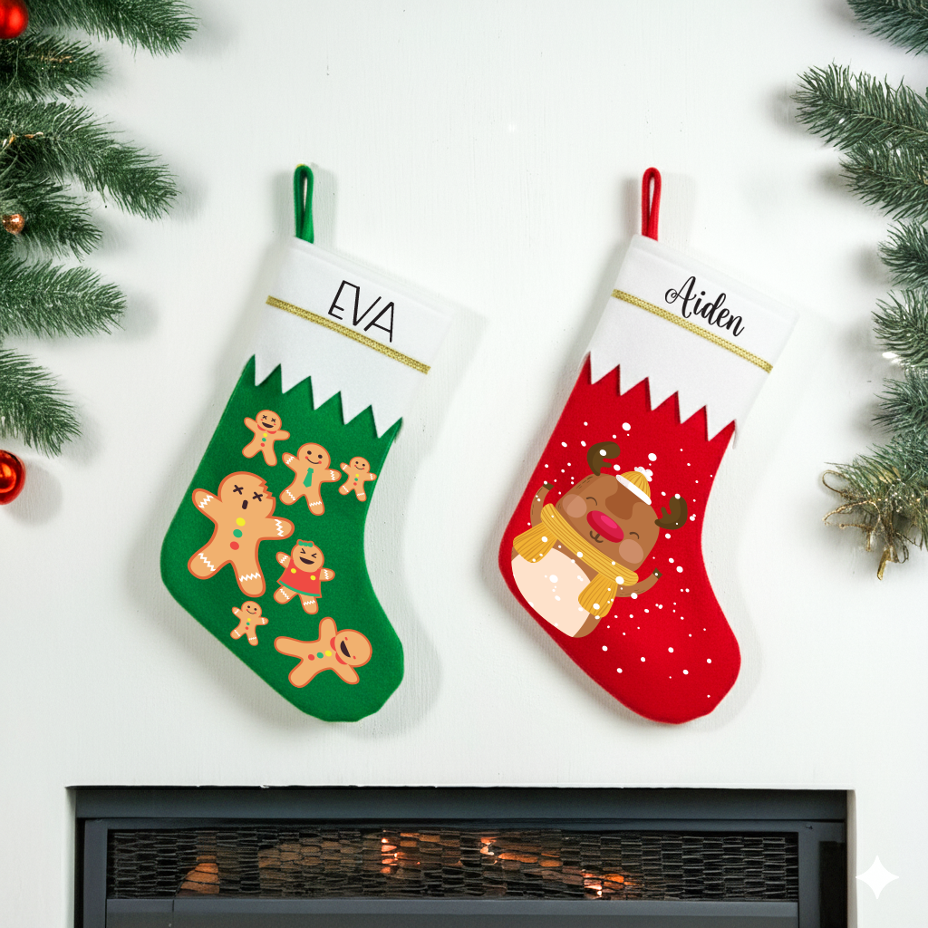 Handmade Mantel Christmas Stocking: Personalized Xmas  Accent for Cozy Fireplace Decor