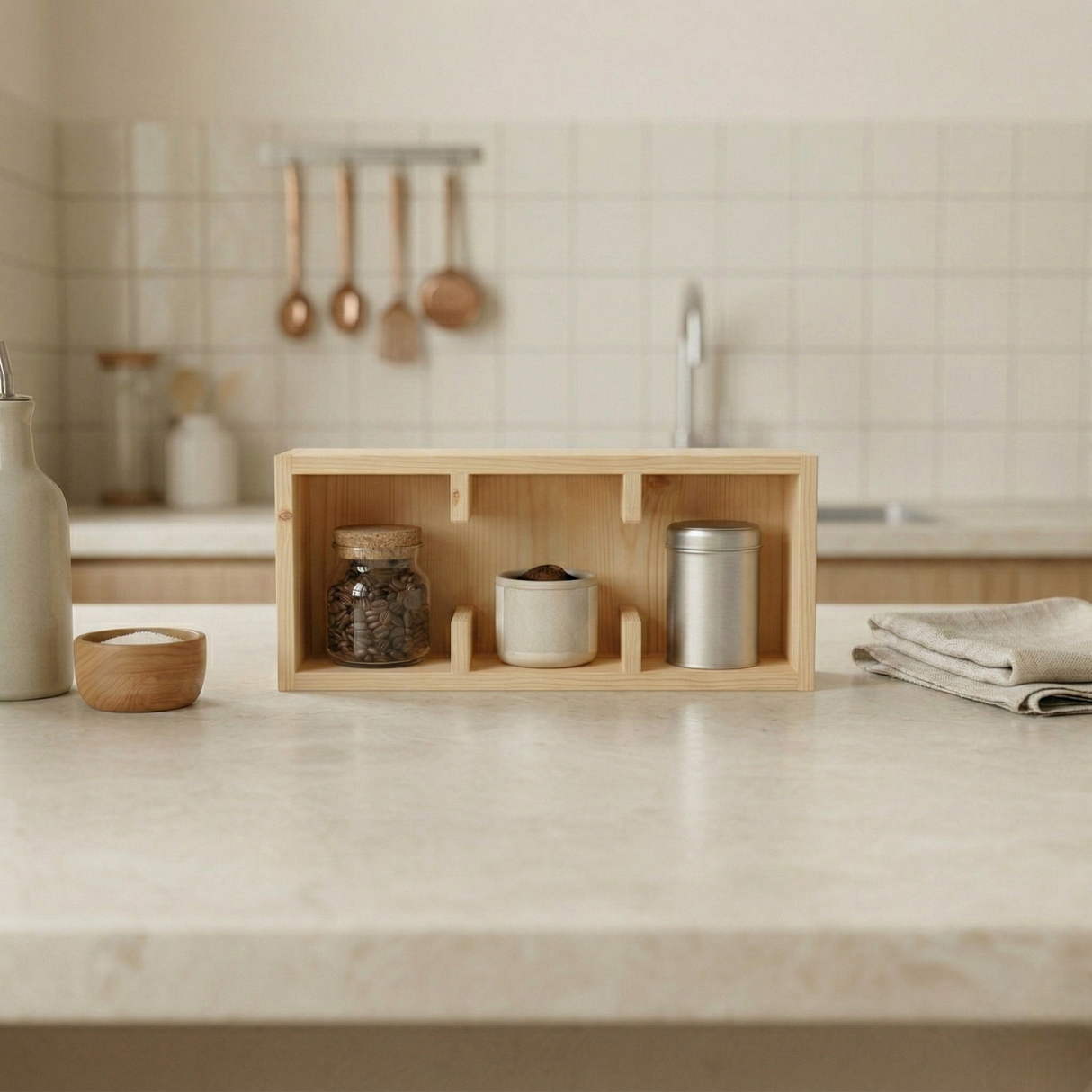 Coffee Cup Organizer Stand: Wooden Mug Rack Wall Shelf & Display