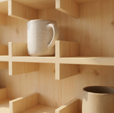 Coffee Mug Rack Wall Shelf: Modern Walnut Wood Tea Cup Organizer