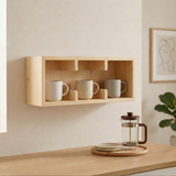 Coffee Cup Holder Wall Stand, Wooden Mug Organizer, Coffee Bar Decor