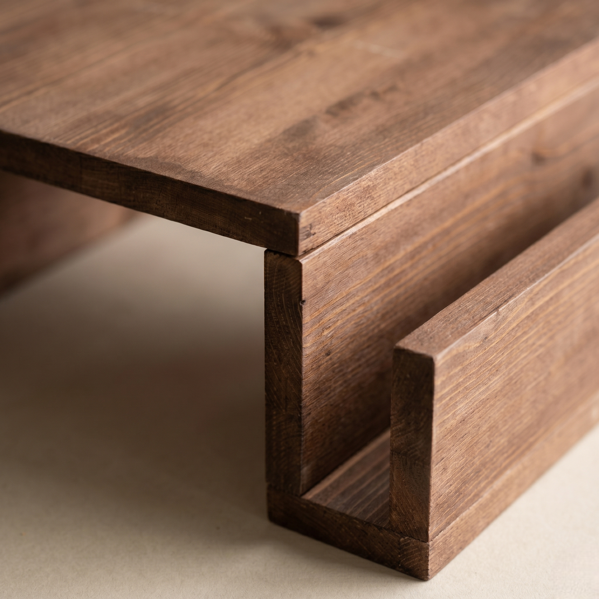 Wooden Sofa Arm Tray Table with Book Holder | Couch Organizer