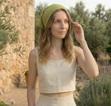 Minimal Linen Neckerchief: Multi Use Square Bandana Scarf