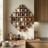 Wall Mounted Tea Coffee Mug Display Shelf: Cup Holder Kitchen Storage