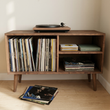 Vinyl Record Storage Cabinet with Turntable Shelf | Wooden LP Console
