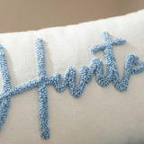 Personalized Lumbar Pillow – Punch Needle Embroidered Baby Name Gift