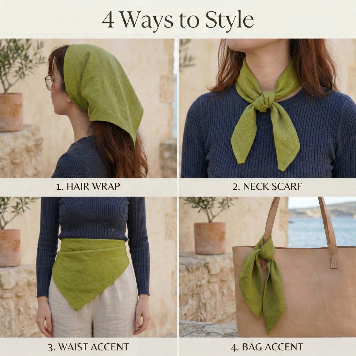 Linen Head Scarf for Women: 100% Organic Linen Bandana, Hair Wrap