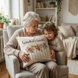 Personalized Grandma’s Garden Pillow – Birth Flower Gift from Grandchildren