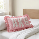 Personalized Baby Name Pillow Cover: Soft Gingham Nursery Decor Cushion