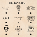 Collection of personalized monogram designs on a beige background