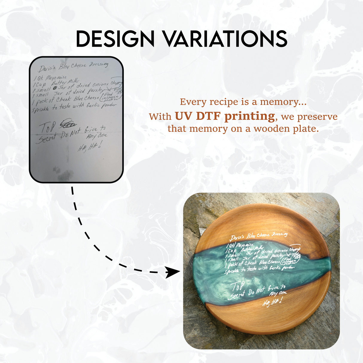 Custom Handwritten Recipe Resin Epoxy Platter: Personalized Family Heirloom Gift
