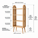 Mid-Century Rattan Display Shelf | Modern Open Bookcase