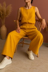 Wide Leg Linen Pants for Women, Elastic Waist Flowy Trousers, Summer Linen Pants with Pockets, Loose Linen Pants, Linen Clothing for Women