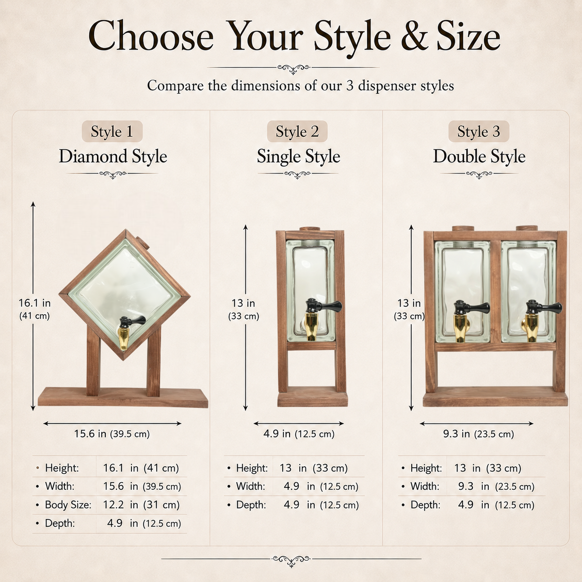 Personalized Glass Whiskey Dispenser with Wooden Stand | Home Bar Accessory