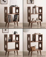 Mid-Century Record Player Stand with Vinyl Storage | Wooden Turntable Cabinet