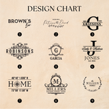 Collection of personalized monogram designs on a beige background