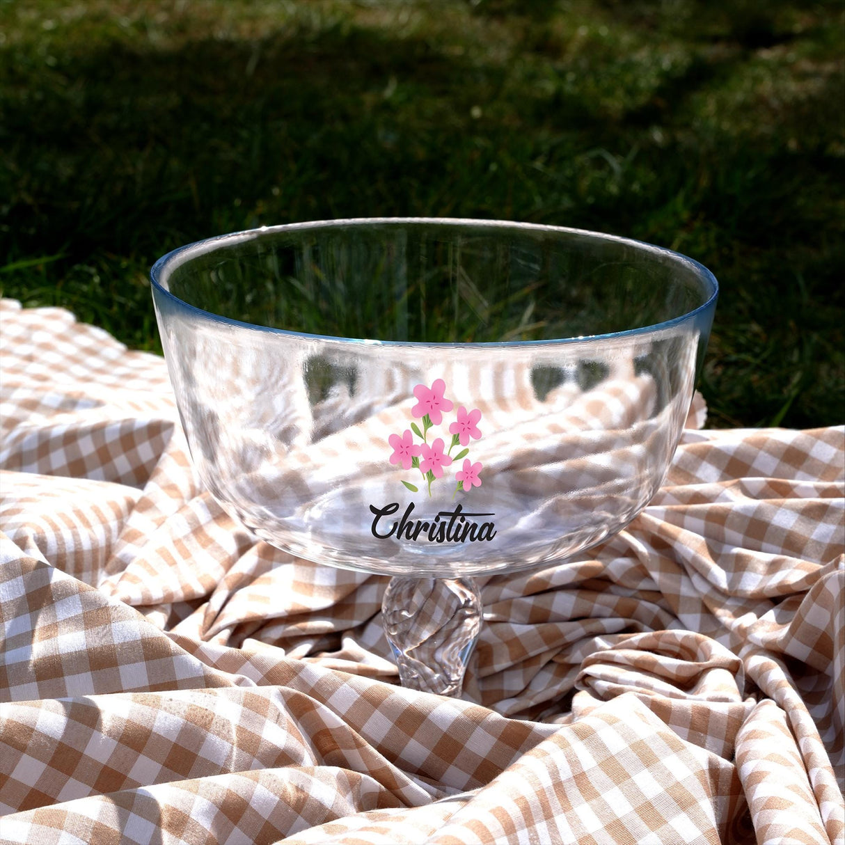 Custom Baby Name Birthday Cake Stand with Dome Lid: Clear Glass Serving Platter for Baby Shower