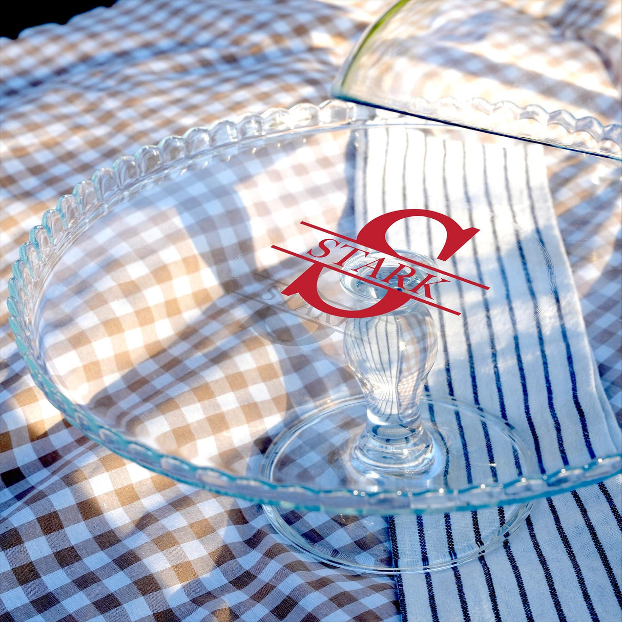 Personalized Wedding Cake Stand: Glass Dessert Display with Dome, Couple Name Keepsake Gift
