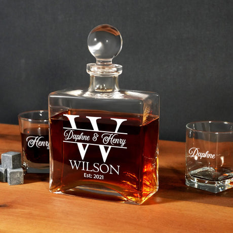 a bottle of whiskey sitting on top of a wooden table