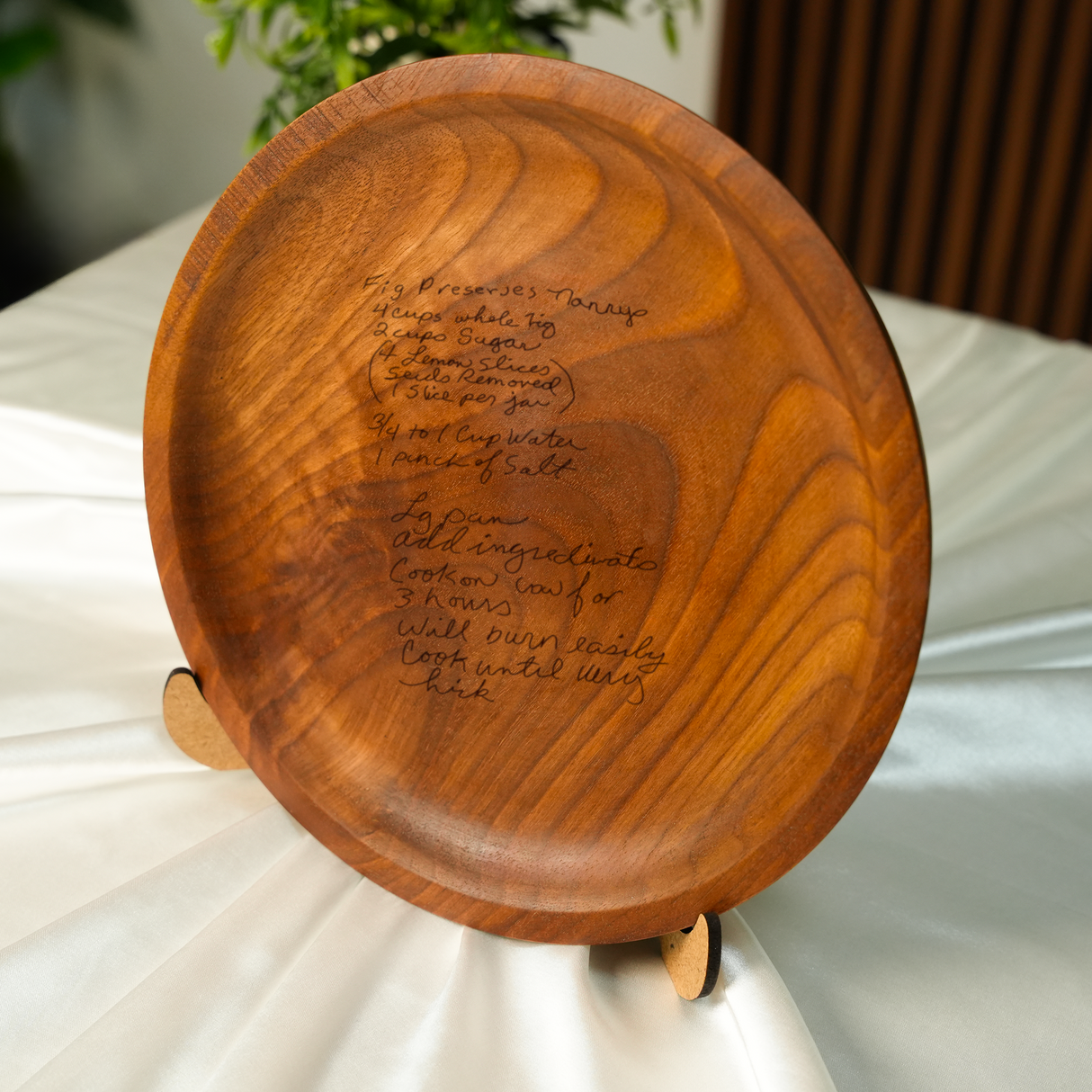 Handwritten Recipe Wooden Decorative Plate: Personalized Keepsake Platter, Family Heirloom Gift