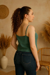 Womens Spaghetti Strap Tank Top, Linen Crop Top, Adjustable Spaghetti Strap Top, Linen Cami Top, Crop Top for Woman, Linen Summer Blouse
