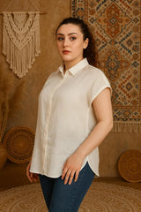 Short Sleeves Linen Shirt for Women, Relaxed Fit Linen Shirt, Button Down White Shirt, Summer Linen Top, Casual Shirt, Womens Spring Style