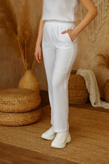 Straight Leg Linen Pants Women, Summer Loose Linen Pants, Casual Linen Trouser, Elastic Waist Summer Pants, Linen Casual Style, Gift for Her