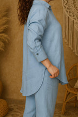 Linen Shirts for Women, Loose Fit Summer Shirt, Button Down Tops, Cuffed Long Sleeve Blouse, Linen Spring Shirt, Timeless Fit Linen Clothing