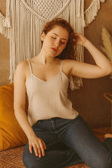 Linen Spaghetti Strap Crop Top for Women, Adjustable Strap Bias Cut Camisole, Minimalist Summer Linen Tank, Cropped Blouse, Women Beach Wear