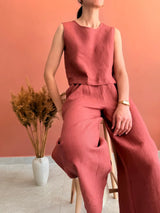 Wide Leg Linen Pants for Women, Elastic Waist Flowy Trousers, Summer Linen Pants with Pockets, Loose Linen Pants, Linen Clothing for Women