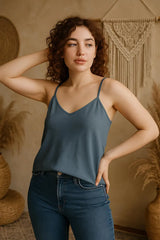 Womens Spaghetti Strap Tank Top, Linen Crop Top, Adjustable Spaghetti Strap Top, Linen Cami Top, Crop Top for Woman, Linen Summer Blouse
